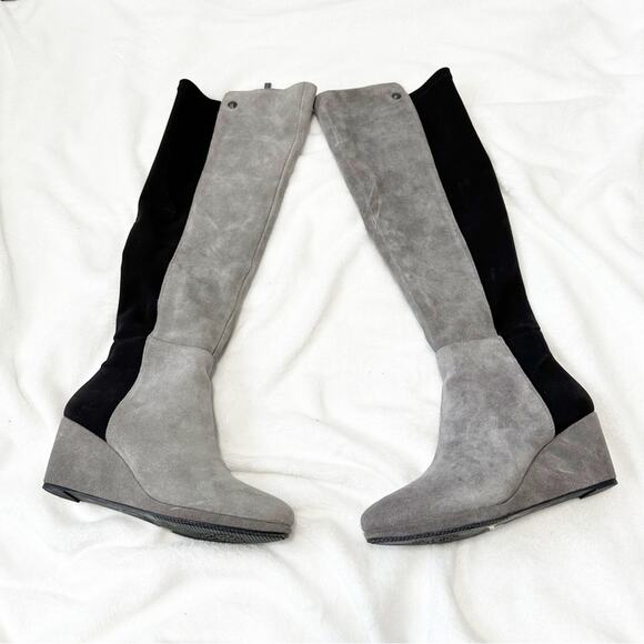 Vince Camuto Alexila knee high wedge boots. Grey suede stretch sides size 8.5 - Picture 7 of 7